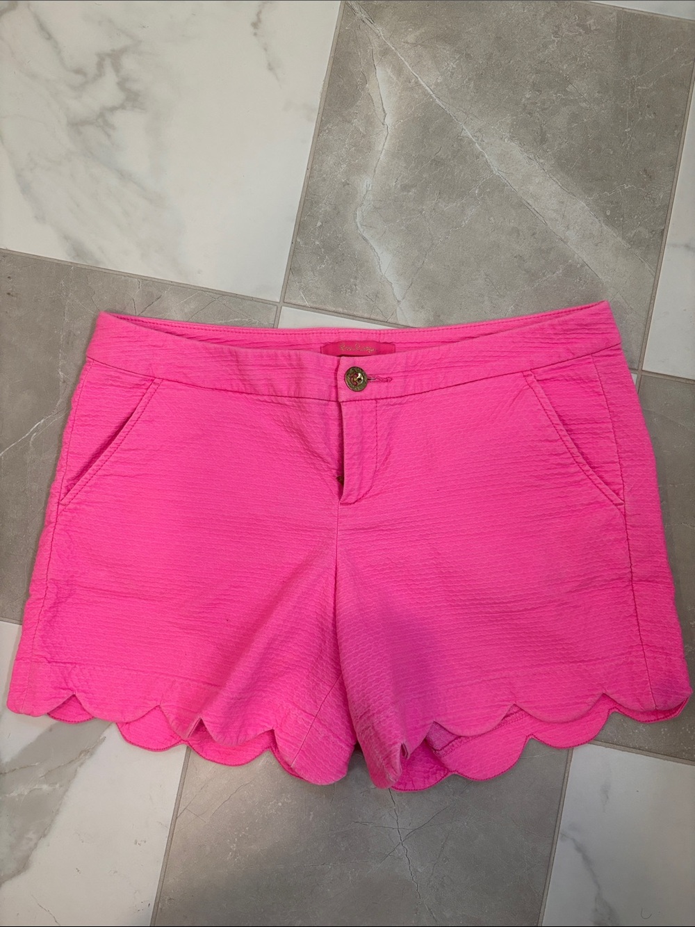 Lilly Pulitzer Hot Pink Scallop Hem High Waist Shorts